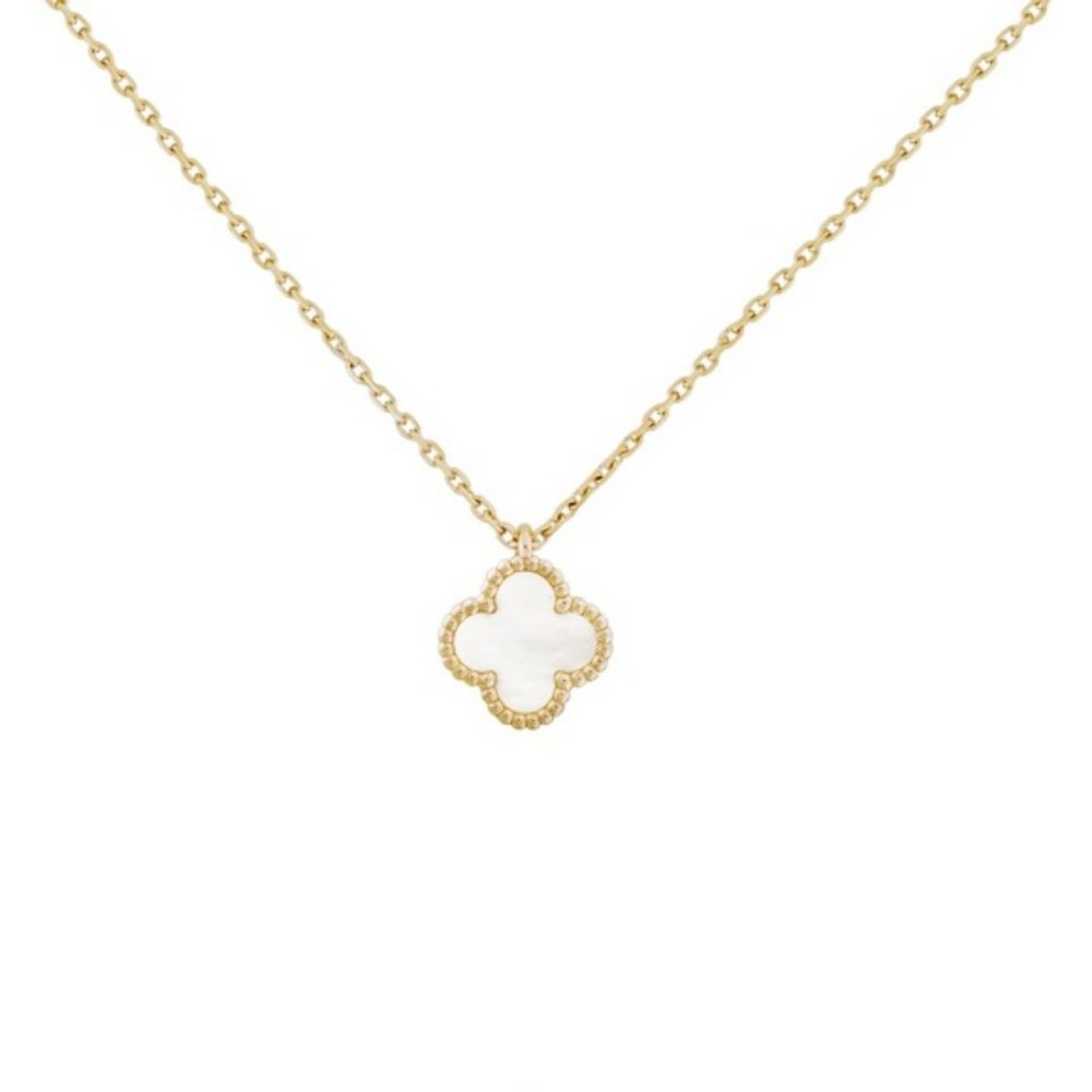 Mini Clover Quatrefoil Necklace, Sweet Alhambra, Mother of Pearl & Gold, New